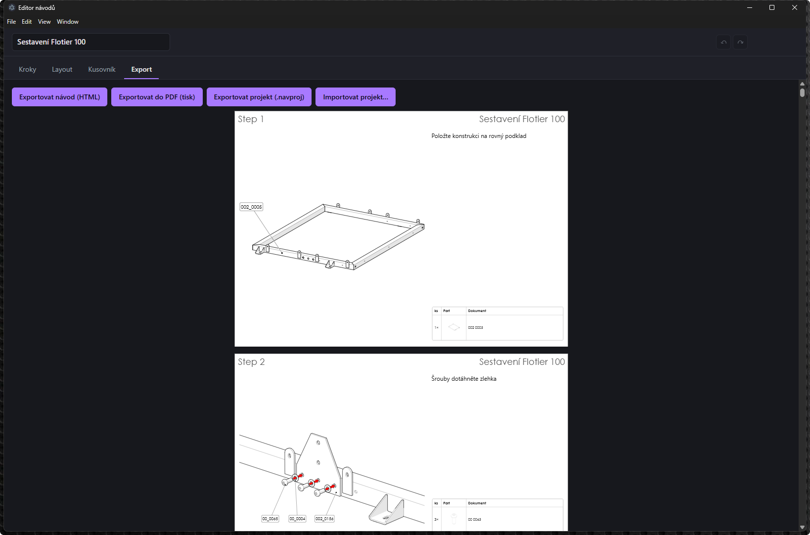 Export výsledku do PDF a HTLM